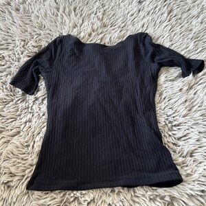 Abercrombie & Fitch Black Ribbed Short Sleeve Top